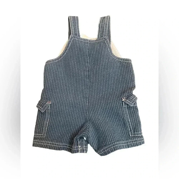 Vintage Baby Stripped Denim Shortall Dinosaur Train Shorts size 12 months - Picture 2 of 11